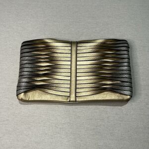 Sondra Roberts Gold/Silver Twist Fold Over Clutch, Unique, Soft Leather